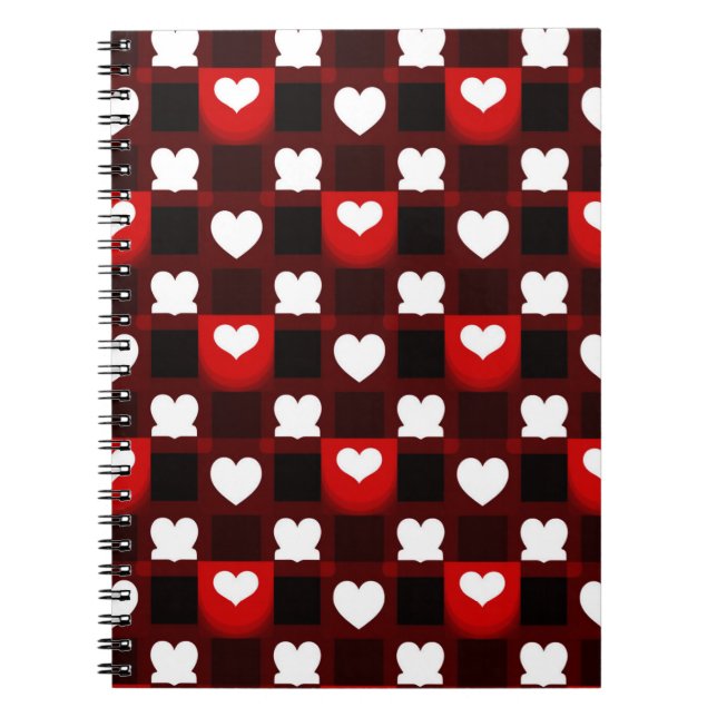Seamless Red Heart Pattern Background Notebook (Front)