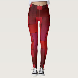 Seamless red silk lined striped pattern modern abs leggings