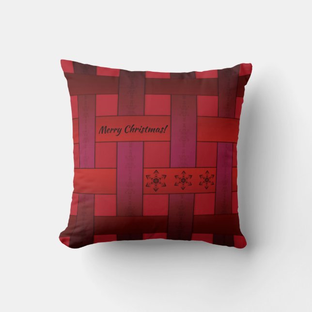 Seamless red silk lined striped pattern modern abs throw pillow (Front)