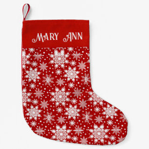 Seamless Red & White Snowflake Pattern Small Christmas Stocking