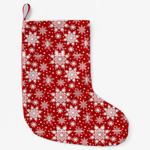 Seamless Red & White Snowflake Traditional Pattern Small Christmas Stocking