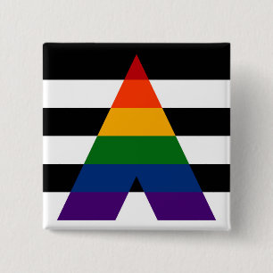 Seamless Repeating LGBT Ally Pride Flag Pattern 2 Inch Square Button