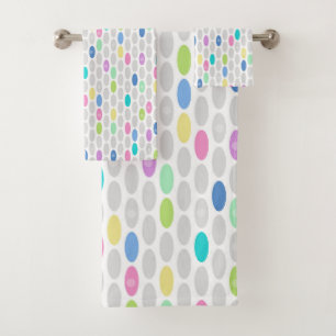 Seamless retro colours design circles polka dots p bath towel set