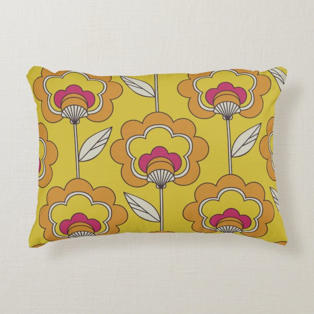 seamless retro floral pattern accent pillow (Front)