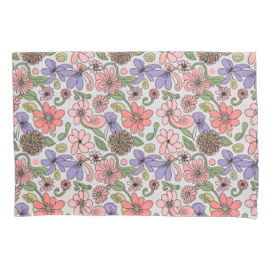 Seamless Retro Floral Pattern Boho Pillowcase