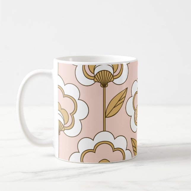Seamless retro floral pattern coffee mug (Left)
