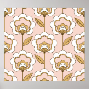 Seamless retro floral pattern poster