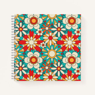 Seamless Retro Floral Pattern. Vintage Decorative  Notebook