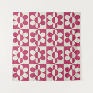 Seamless retro groovy design with vintage daisy fl tapestry