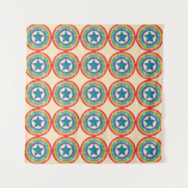Seamless retro pattern. Texture with circles and s Tapestry (Front)