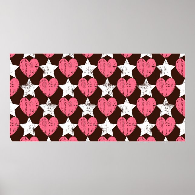 Seamless retro pattern. Texture with threadbare he Poster (Front)