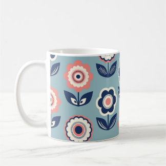 seamless retro pattern with flowers coffee mug