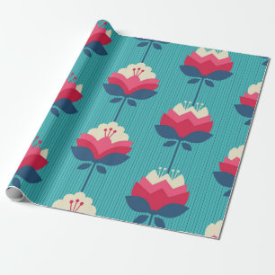 seamless retro pattern with flowers wrapping paper