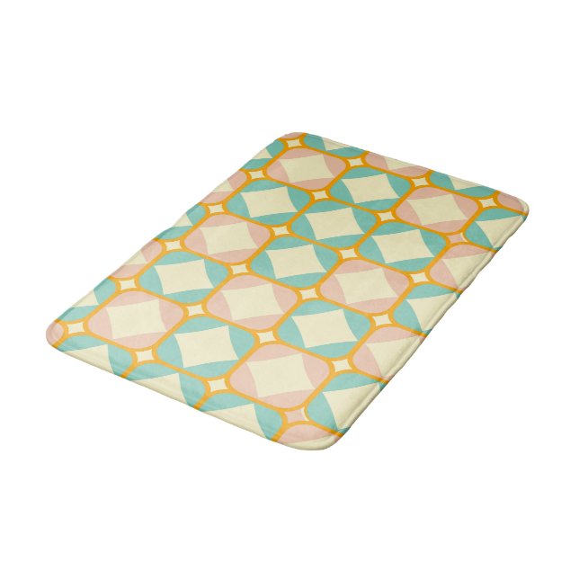 Seamless retro pattern with rounded squares bath mat (Angled)