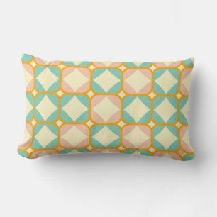 Seamless retro pattern with rounded squares lumbar pillow