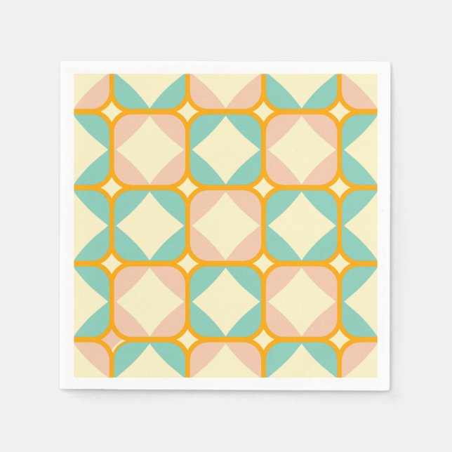 Seamless retro pattern with rounded squares napkin (Front)