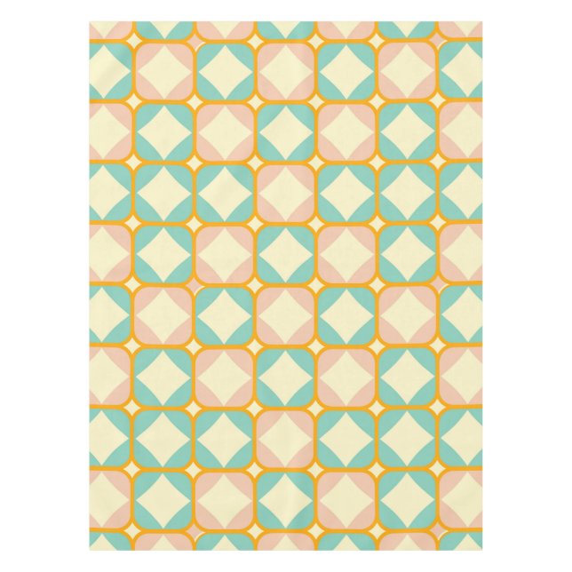 Seamless retro pattern with rounded squares tablecloth (Front)