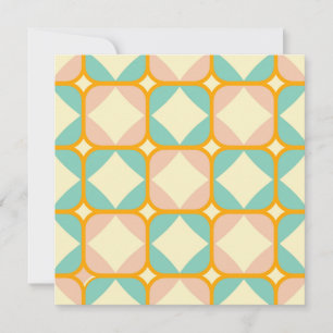 Seamless retro pattern with rounded squares thank you card