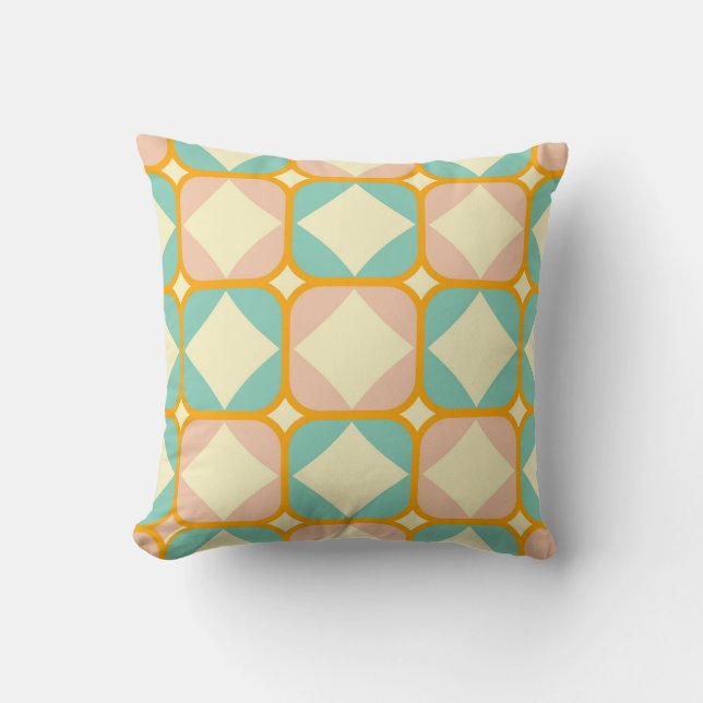 Seamless retro pattern with rounded squares throw pillow (Front)