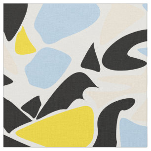 Seamless retro vintage elements blue yellow black  fabric