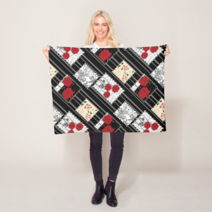 Seamless retro vintage patchwork quilting patches fleece blanket