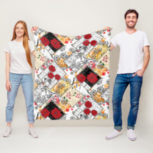 Seamless retro vintage patchwork quilting patches fleece blanket