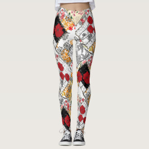 Seamless retro vintage patchwork quilting patches leggings