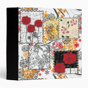 Seamless retro vintage patchwork quilting poppies binder