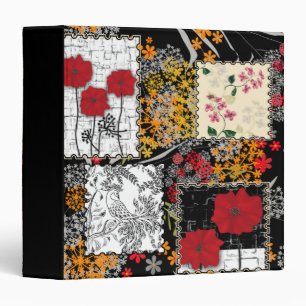Seamless retro vintage patchwork quilting poppies binder