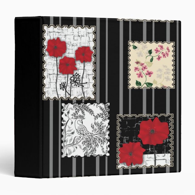 Seamless retro vintage patchwork quilting poppies binder (Front/Spine)