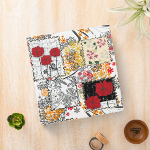 Seamless retro vintage patchwork quilting poppies binder