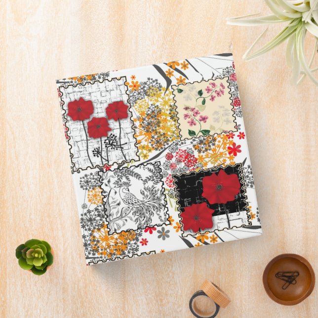 Seamless retro vintage patchwork quilting poppies binder (In Situ)