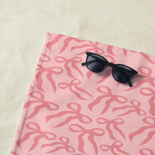 Seamless Ribbon Pattern In Charm And Tea Rose Pink Beach Towel (In Situ)
