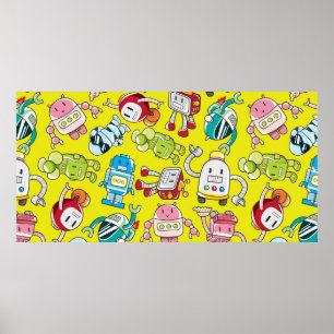 seamless robot pattern poster
