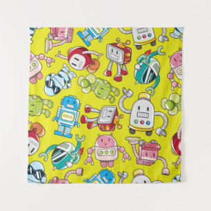 seamless robot pattern tapestry