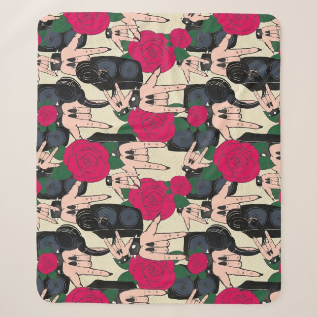 Seamless rock music, abstract pattern. sherpa blanket (Front)