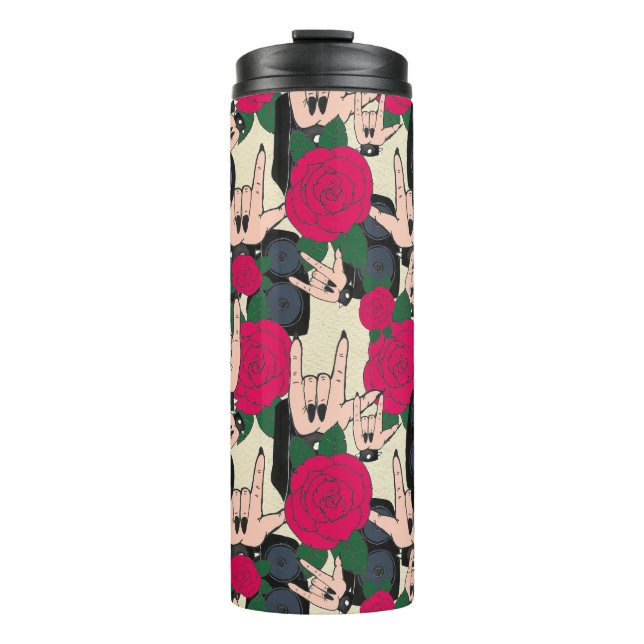 Seamless rock music, abstract pattern. thermal tumbler (Front)