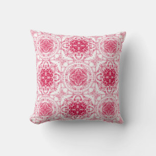Seamless romantic feminine ornamental pink white p throw pillow