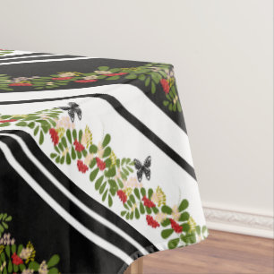 Seamless rowanberry butterfly leaves pattern botan tablecloth