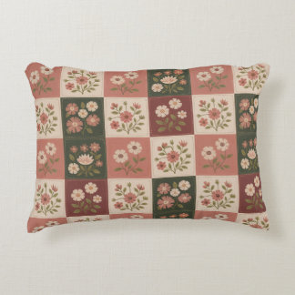 Seamless Rustic Floral Patchwork Accent Pillow