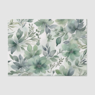 Seamless Sage Green Floral Tissue Paper
