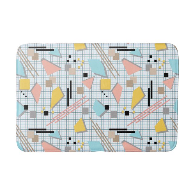 Seamless school geometric memphis shapes pattern s bath mat (Front)