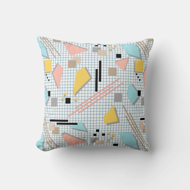 Seamless school geometric memphis shapes pattern s throw pillow (Front)