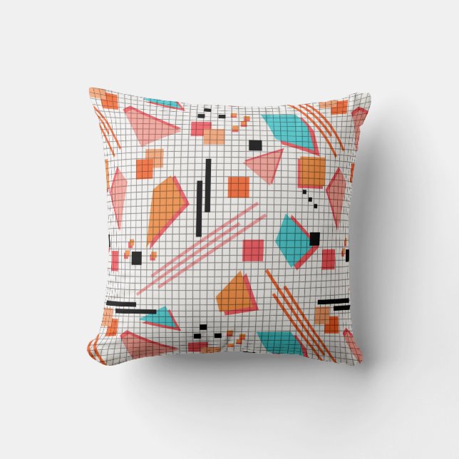 Seamless school geometric memphis shapes pattern s throw pillow (Front)