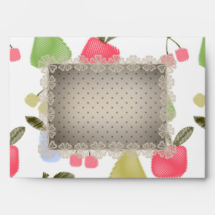 Seamless scratched cartoon fruits apples pears che envelope