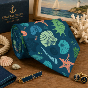 Seamless Sea Animals  Tie