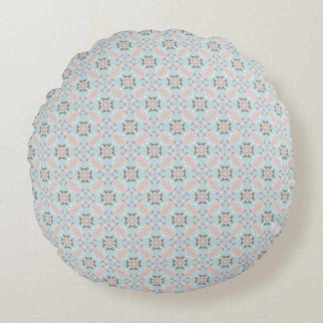 Seamless Sea Themed Pattern Round Pillow (Front)