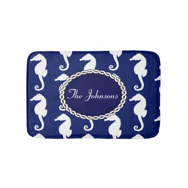 Seamless Seahorse Pattern Bath Mat (Front)