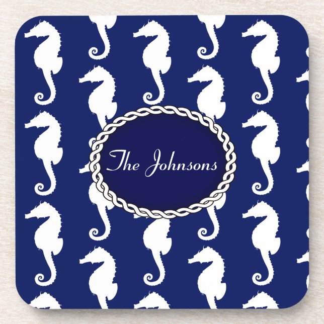Seamless Seahorse Pattern Coaster (Front)
