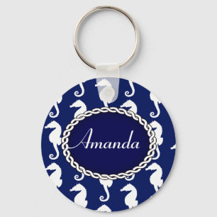 Seamless Seahorse Pattern Keychain